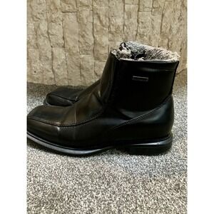 DEXTER Size 10 Mens Black Fur Lined Square Toe Dapper Snow Shoe Boots Waterproof